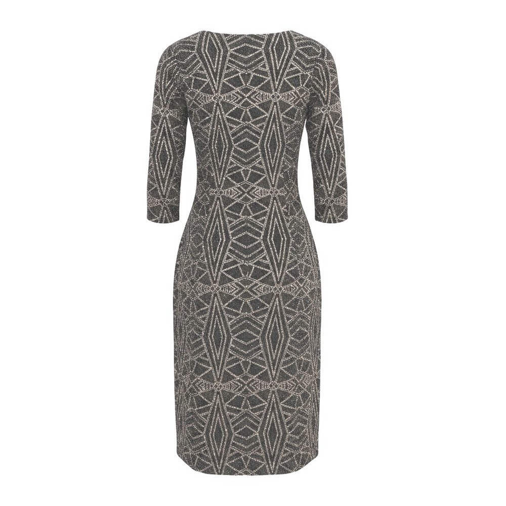NWT Anne Klein Rose Gold Metallic Geometric Ruched Sheath Dress Size 14 - Picture 3 of 10